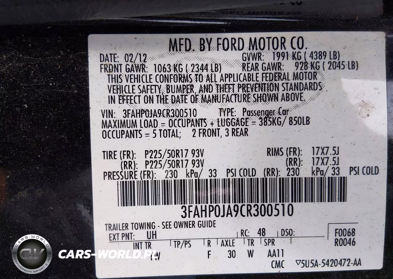2012 Ford Fusion Sel VIN:3FAHP0JA9CR300510 - 9