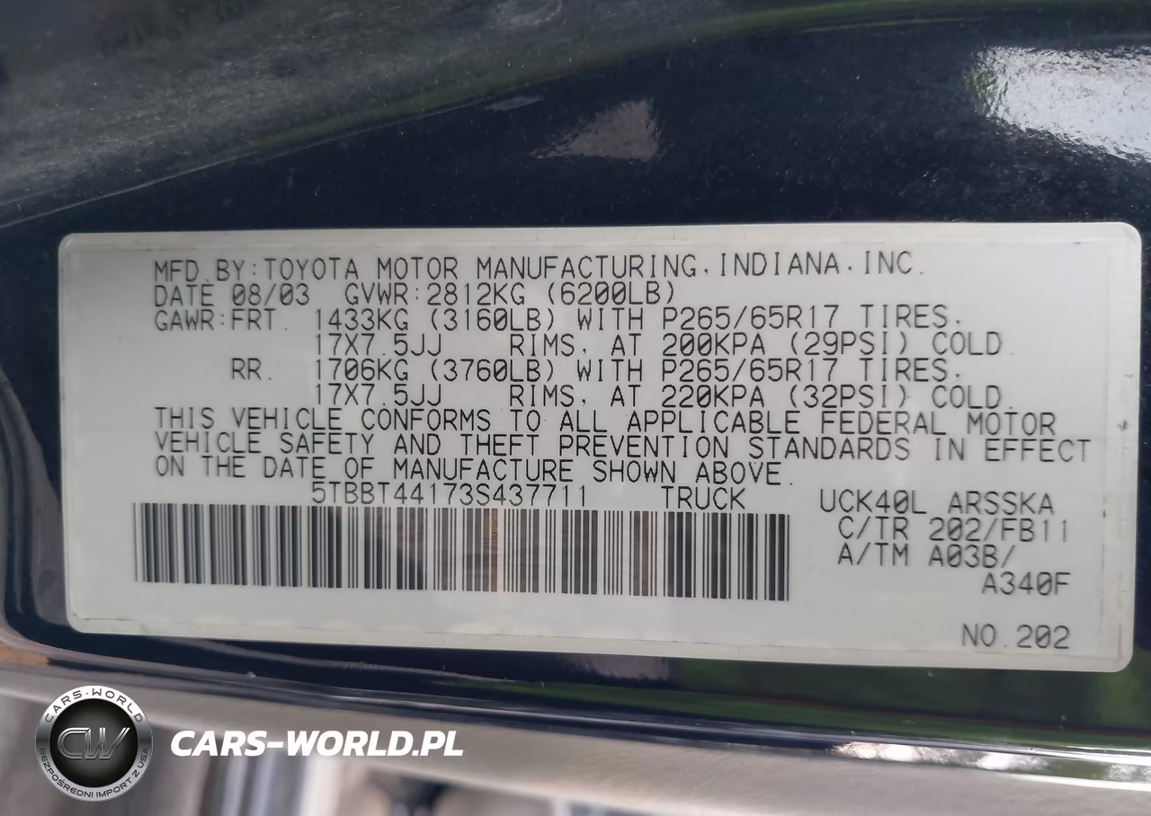 2003 Toyota Tundra Sr5 V8 VIN:5TBBT44173S437711 - 9