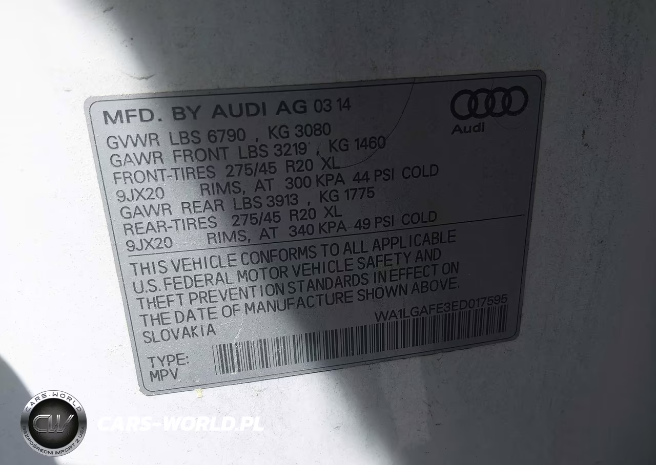 2014 Audi Q7 3.0T Premium VIN:WA1LGAFE3ED017595 - 9