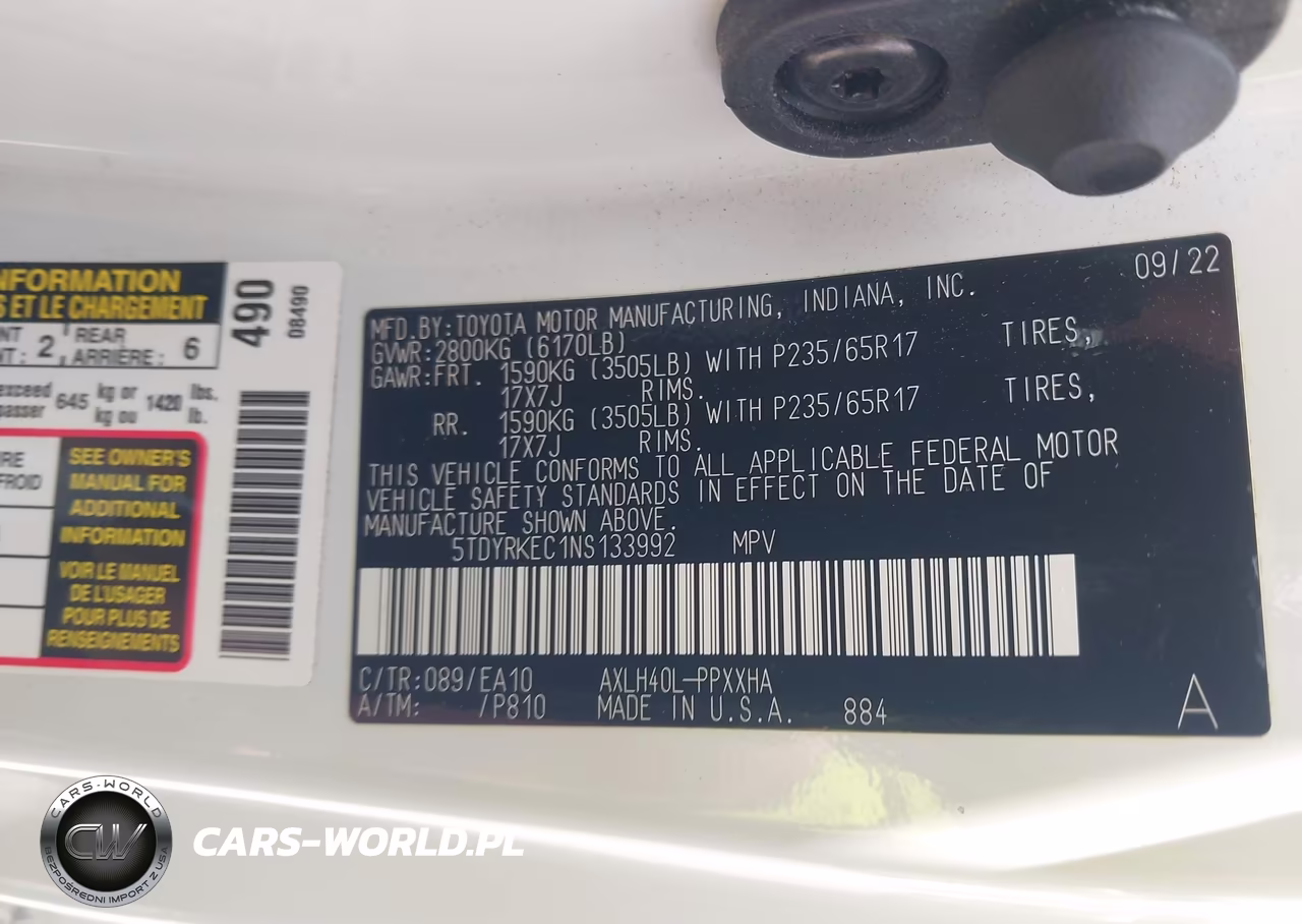 2022 Toyota Sienna Xle VIN:5TDYRKEC1NS133992 - 9