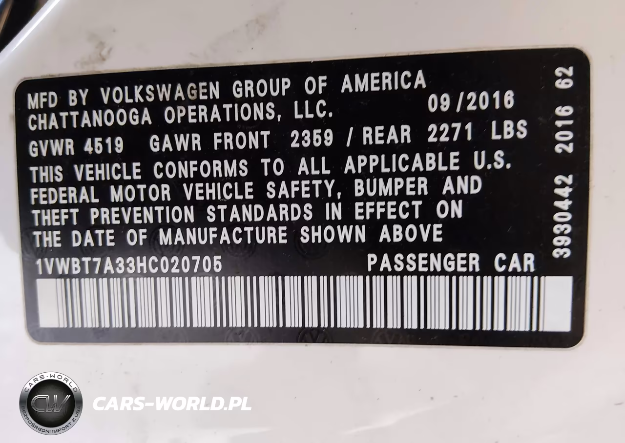 2017 Volkswagen Passat 1.8T Se VIN:1VWBT7A33HC020705 - 9