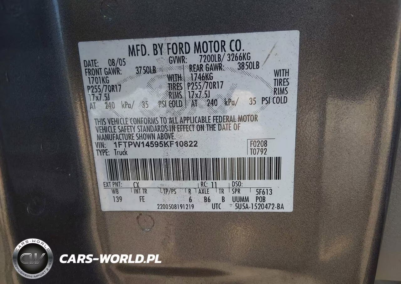 2005 Ford F-150 Fx4-Lariat-Xlt VIN:1FTPW14595KF10822 - 9