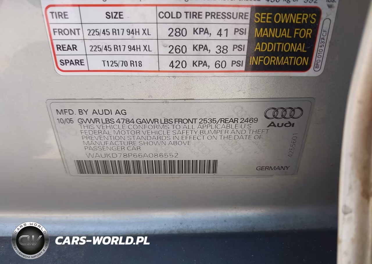 2006 Audi A3 3.2 S Line VIN:WAUKD78P66A086552 - 9