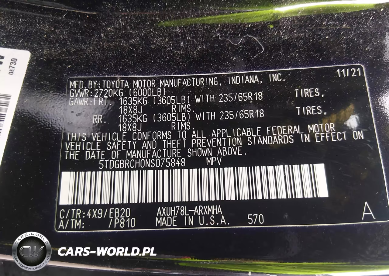 2022 Toyota Highlander Hybrid Xle VIN:5TDGBRCH0NS075848 - 9