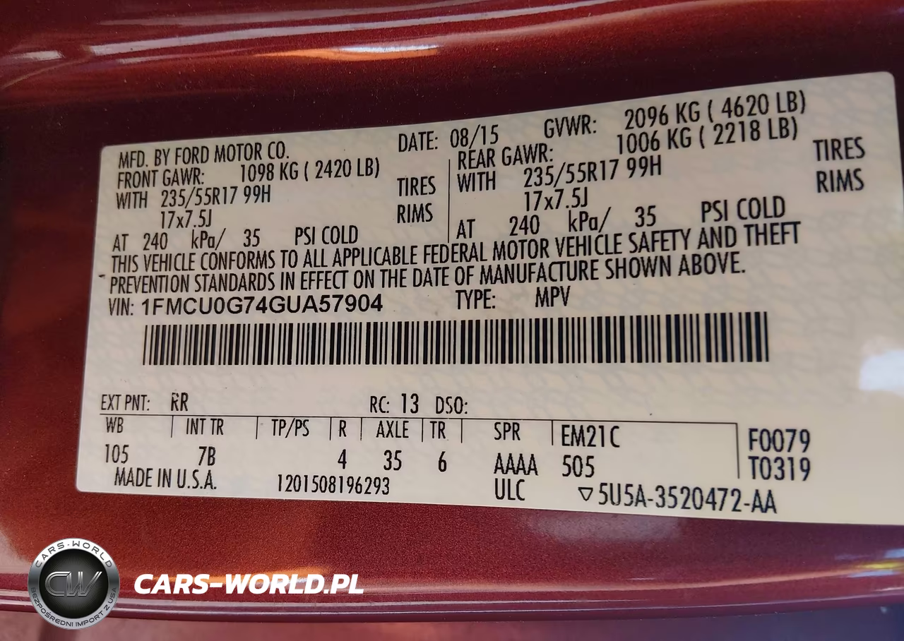 2016 Ford Escape Se VIN:1FMCU0G74GUA57904 - 9