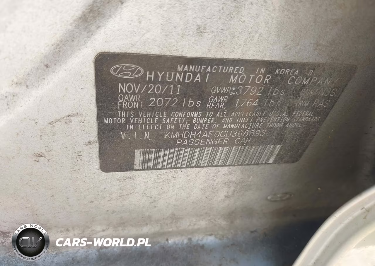 2012 Hyundai Elantra Gls (Ulsan Plant) VIN:KMHDH4AE0CU368893 - 9