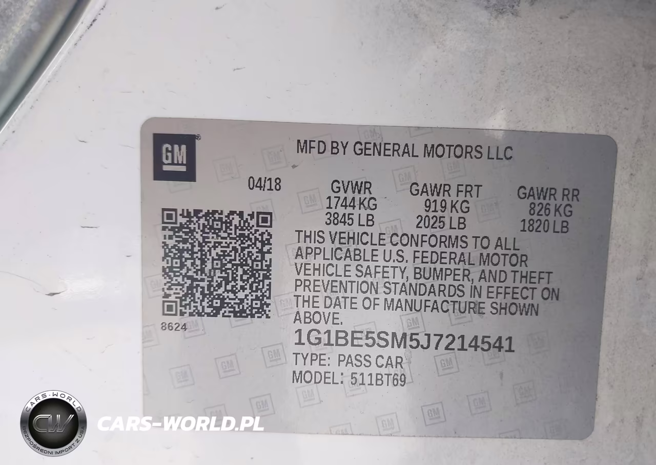 2018 Chevrolet Cruze Lt Auto VIN:1G1BE5SM5J7214541 - 9