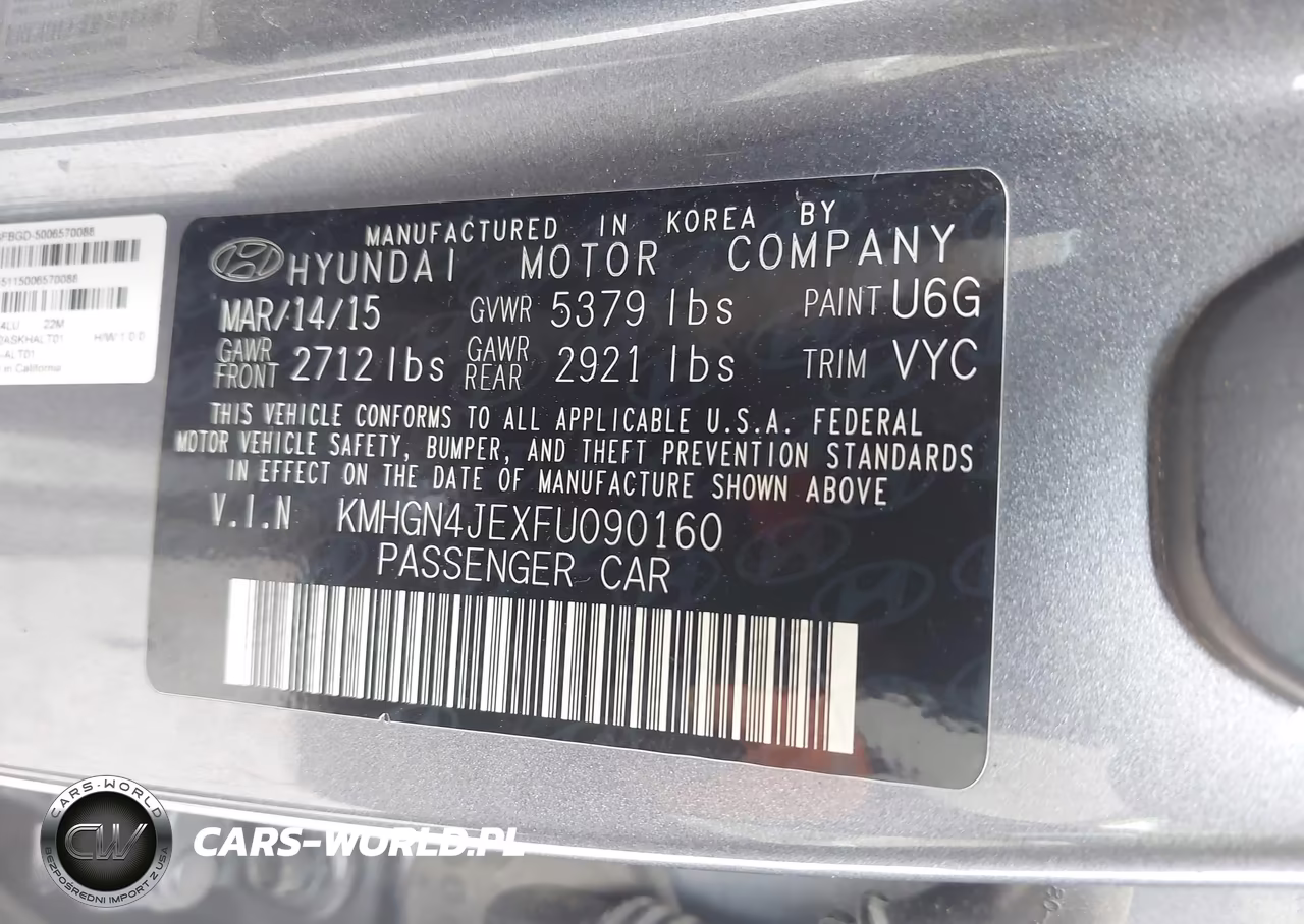 2015 Hyundai Genesis 3.8 VIN:KMHGN4JEXFU090160 - 9