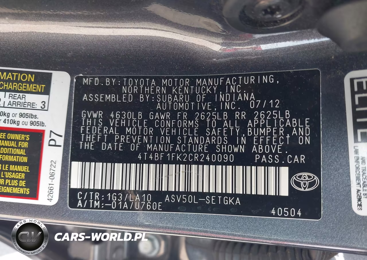 2012 Toyota Camry Se-Le-Xle VIN:4T4BF1FK2CR240090 - 9