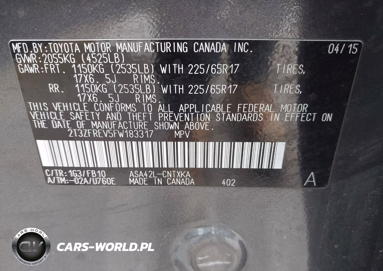 2015 Toyota Rav4 Le VIN:2T3ZFREV5FW183317 - 9