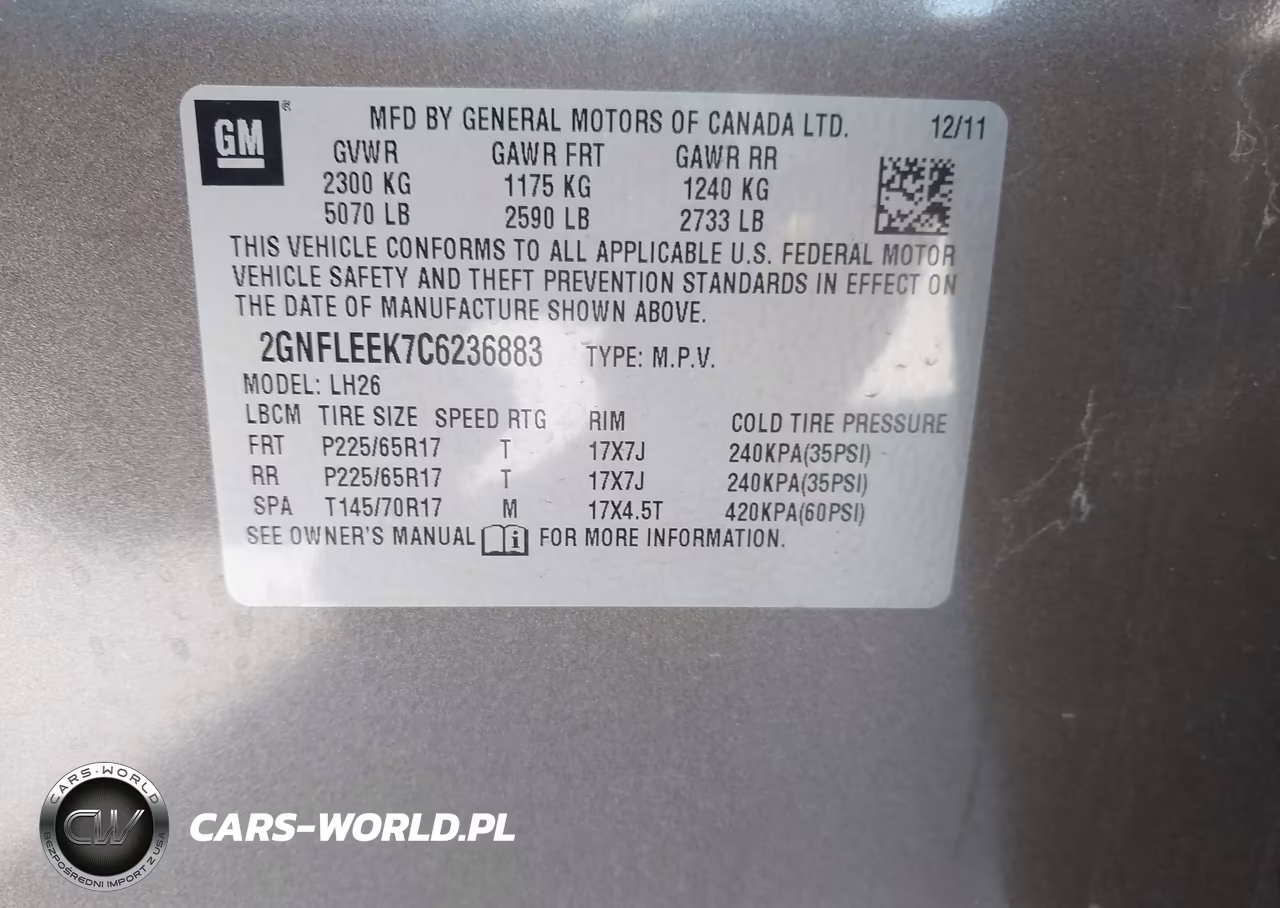 2012 Chevrolet Equinox 1Lt VIN:2GNFLEEK7C6236883 - 9