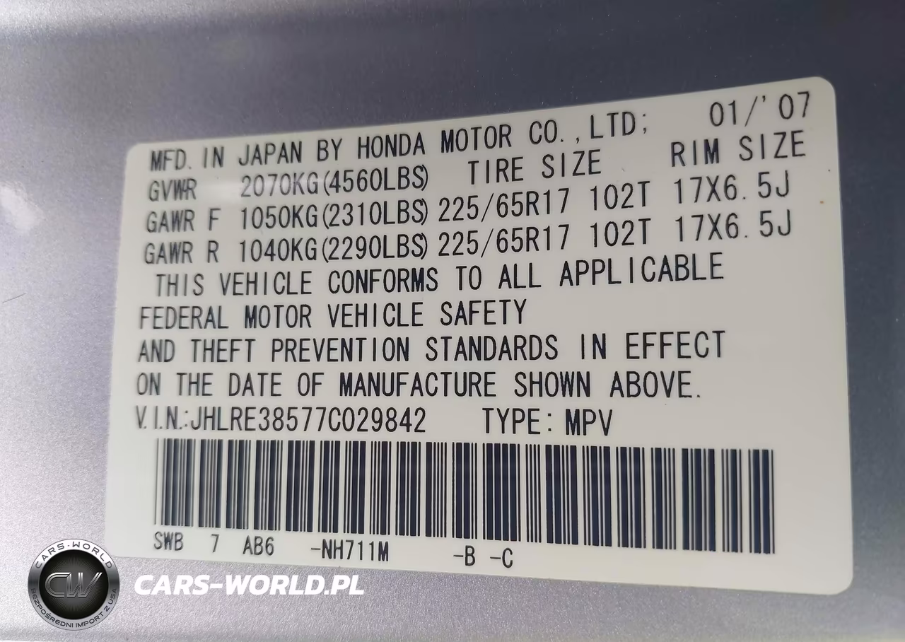 2007 Honda Cr-V Ex VIN:JHLRE38577C029842 - 9
