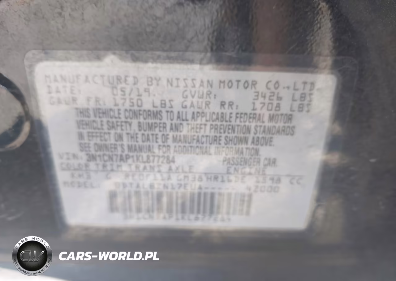 2019 Nissan Versa 1.6 Sv VIN:3N1CN7AP1KL877284 - 9