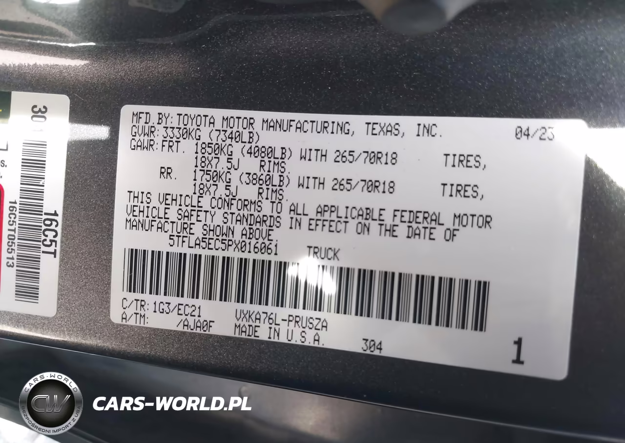 2023 Toyota Tundra Sr5 VIN:5TFLA5EC5PX016061 - 9