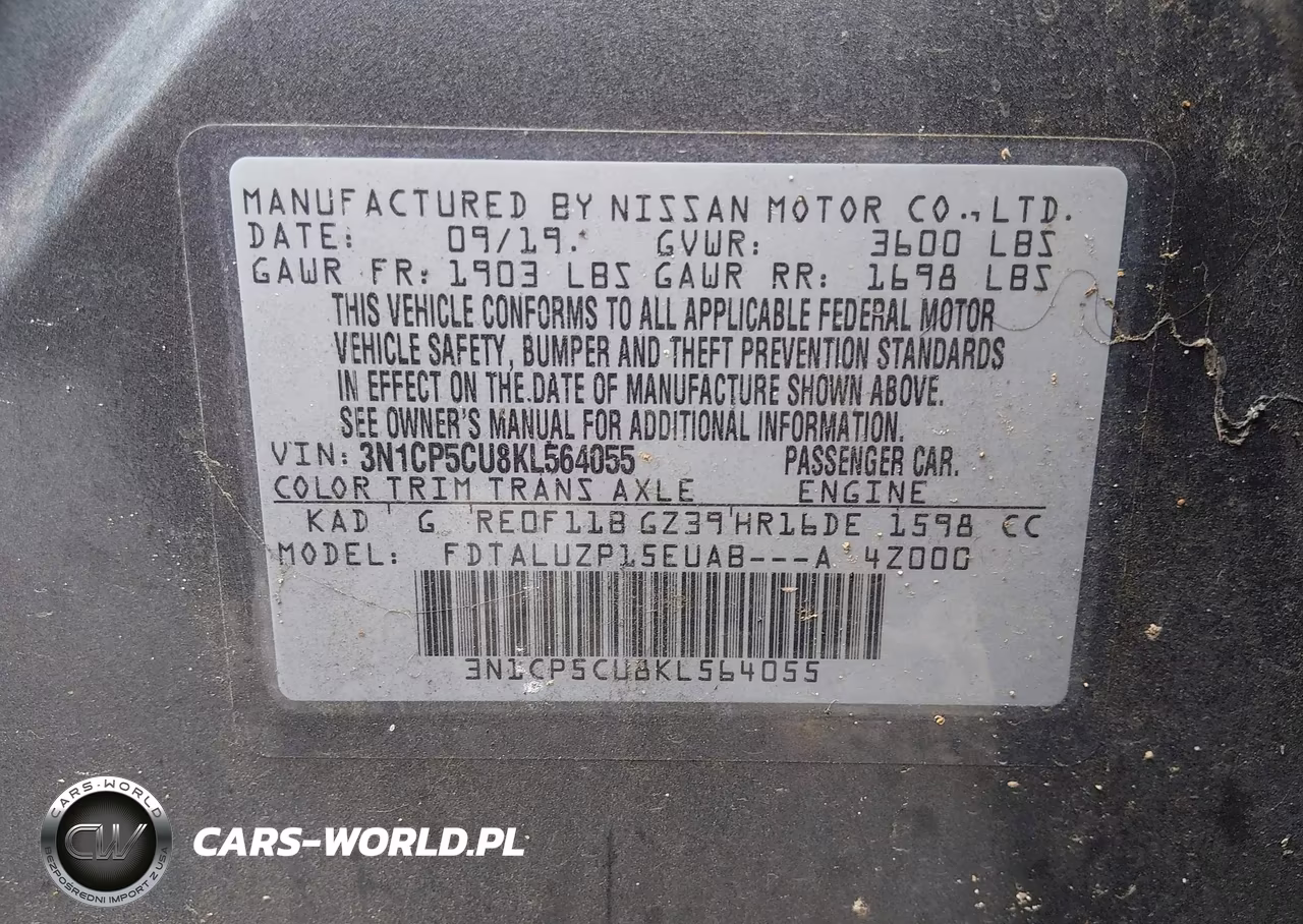 2019 Nissan Kicks Sr VIN:3N1CP5CU8KL564055 - 9