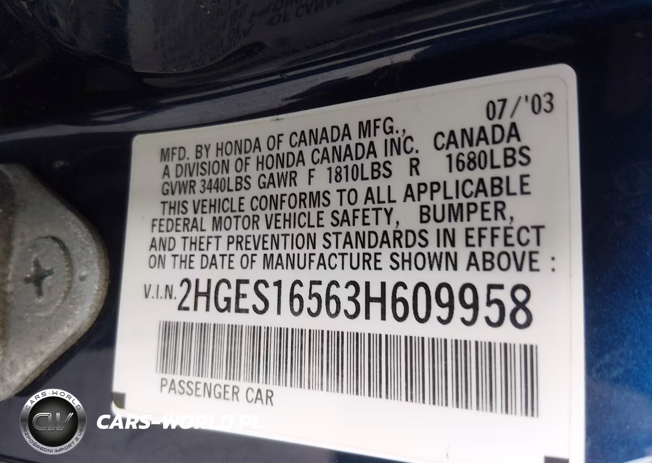 2003 Honda Civic Lx VIN:2HGES16563H609958 - 9