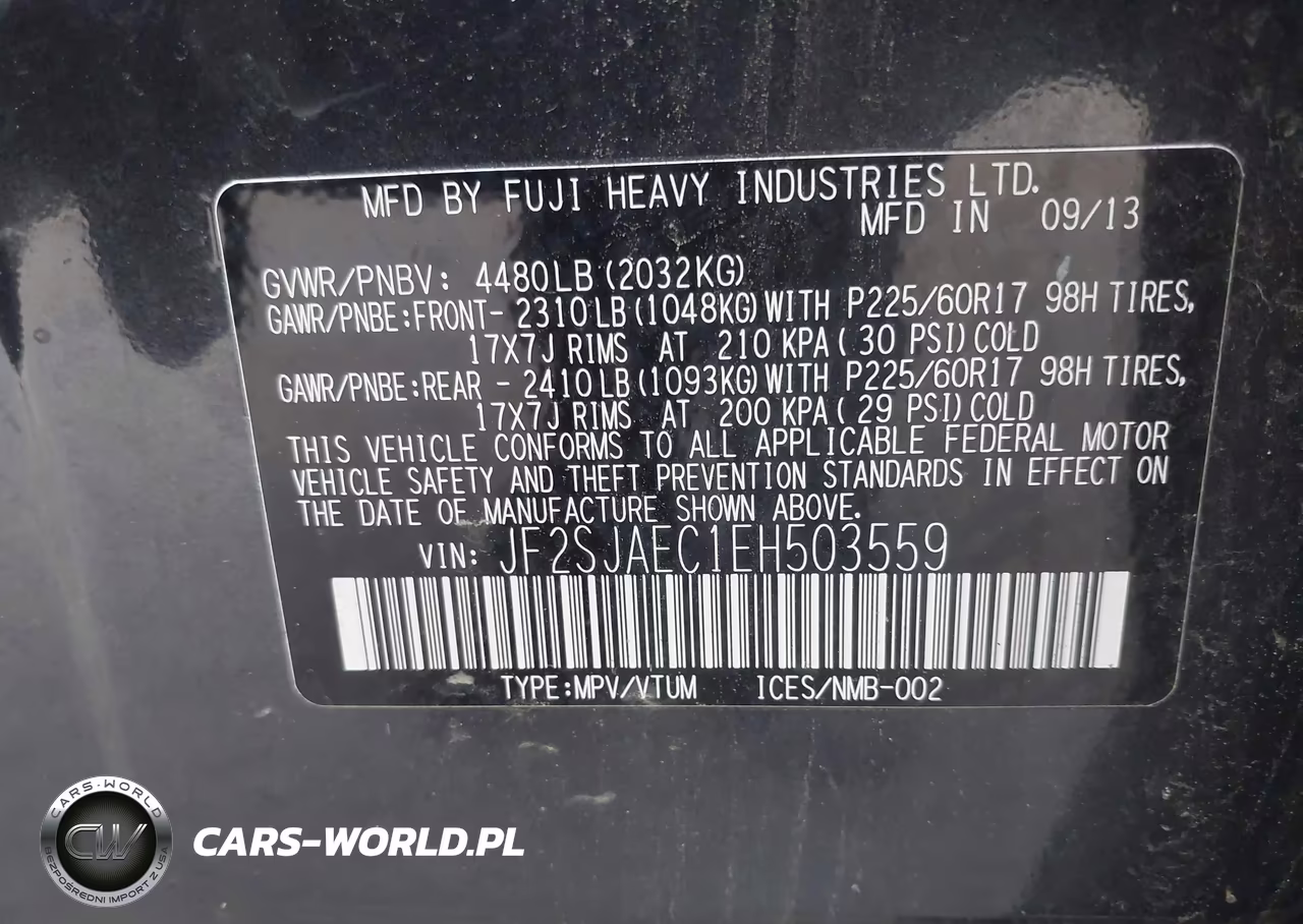 2014 Subaru Forester 2.5I Premium VIN:JF2SJAEC1EH503559 - 9