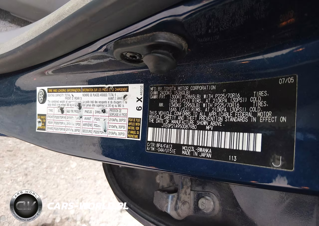 2005 Toyota Highlander V6 VIN:JTEGP21A950087980 - 9