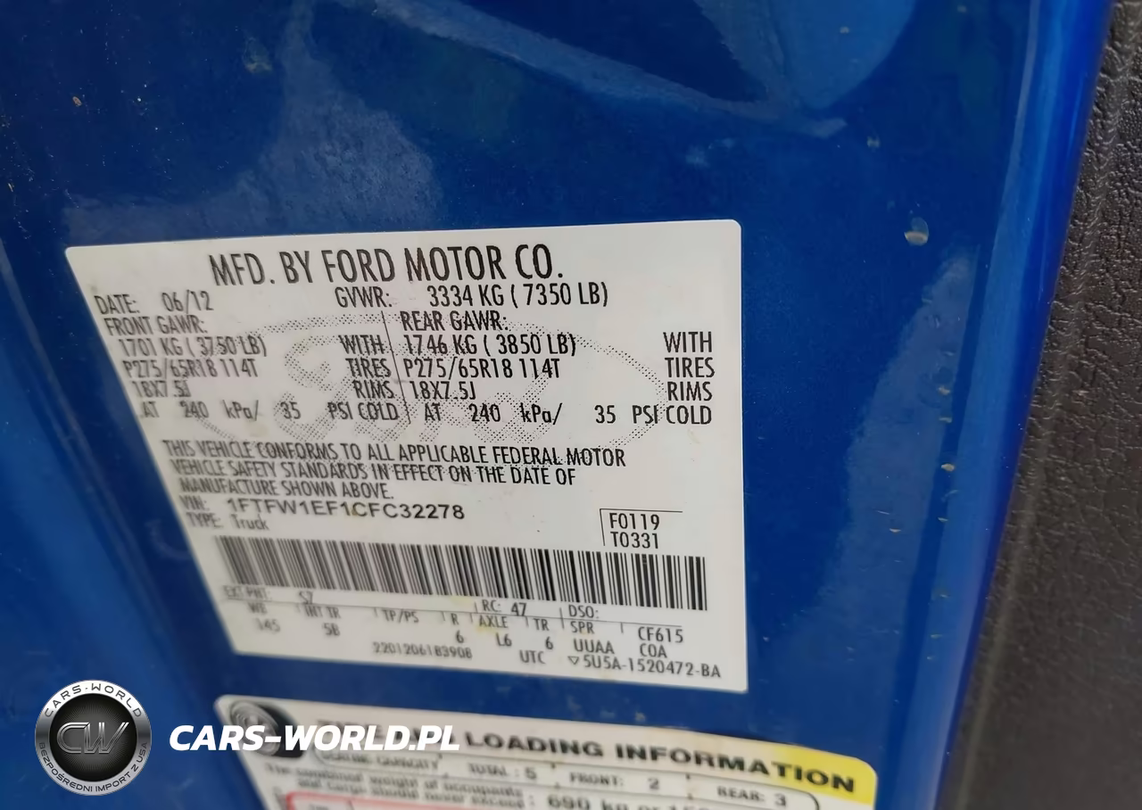 2012 Ford F-150 Fx4 VIN:1FTFW1EF1CFC32278 - 9