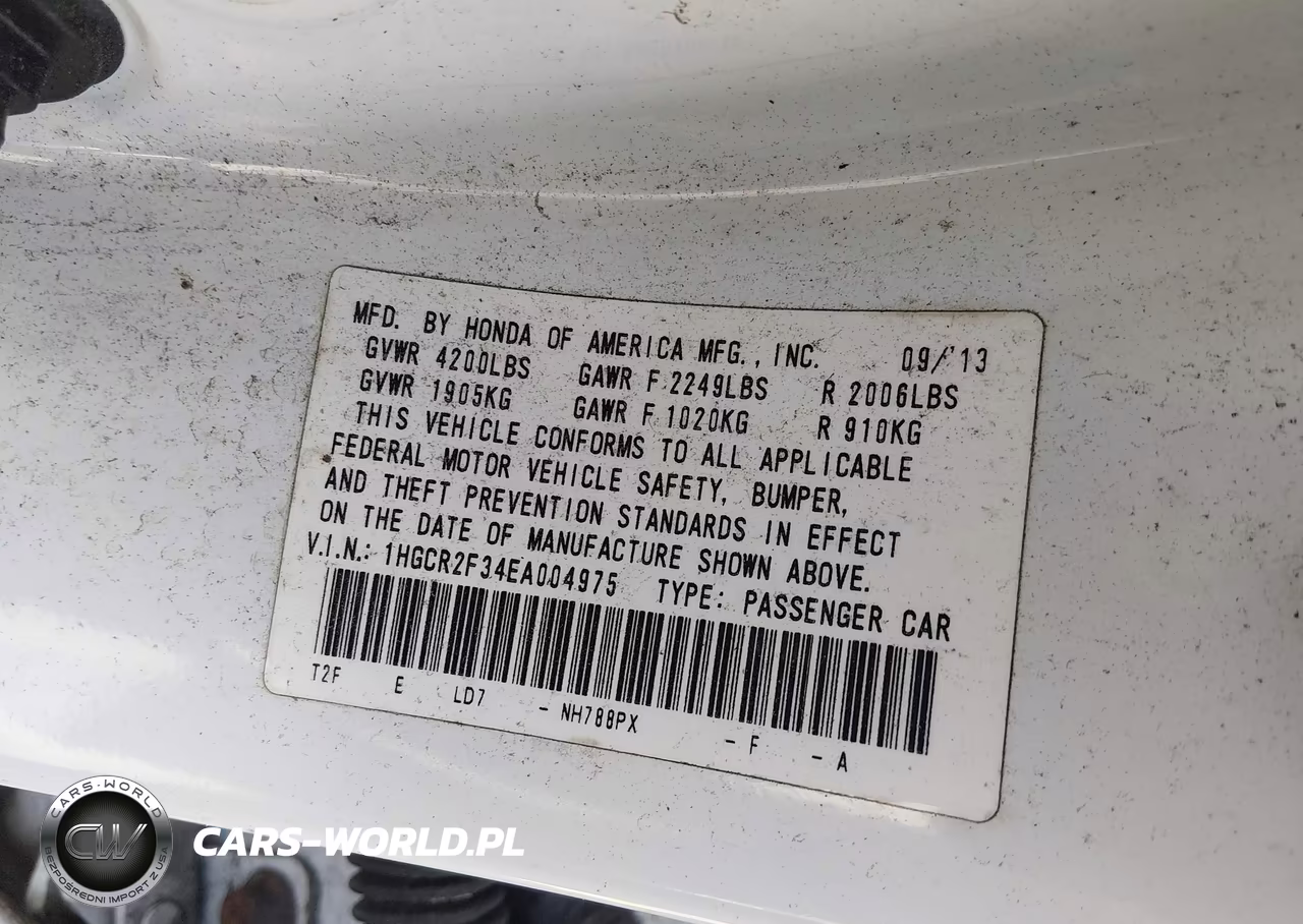 2014 Honda Accord Lx VIN:1HGCR2F34EA004975 - 9