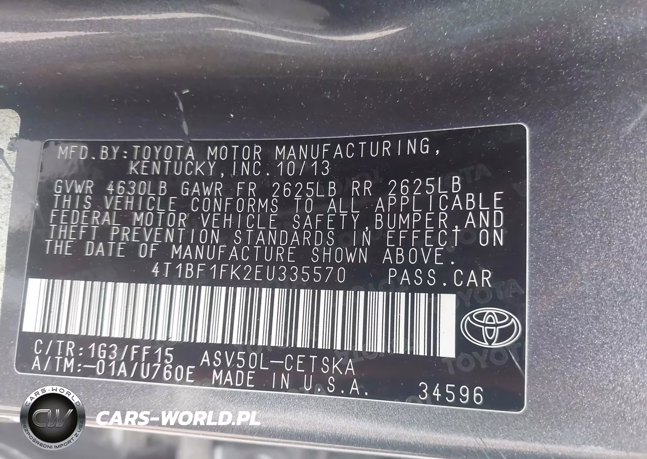 2014 Toyota Camry Se VIN:4T1BF1FK2EU335570 - 9