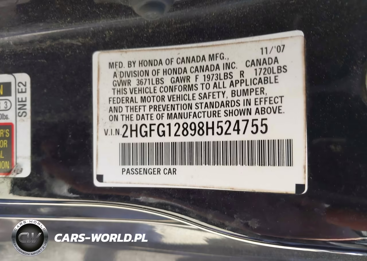2008 Honda Civic Ex VIN:2HGFG12898H524755 - 9