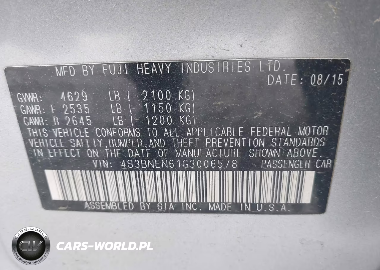 2016 Subaru Legacy 3.6R Limited VIN:4S3BNEN61G3006578 - 9