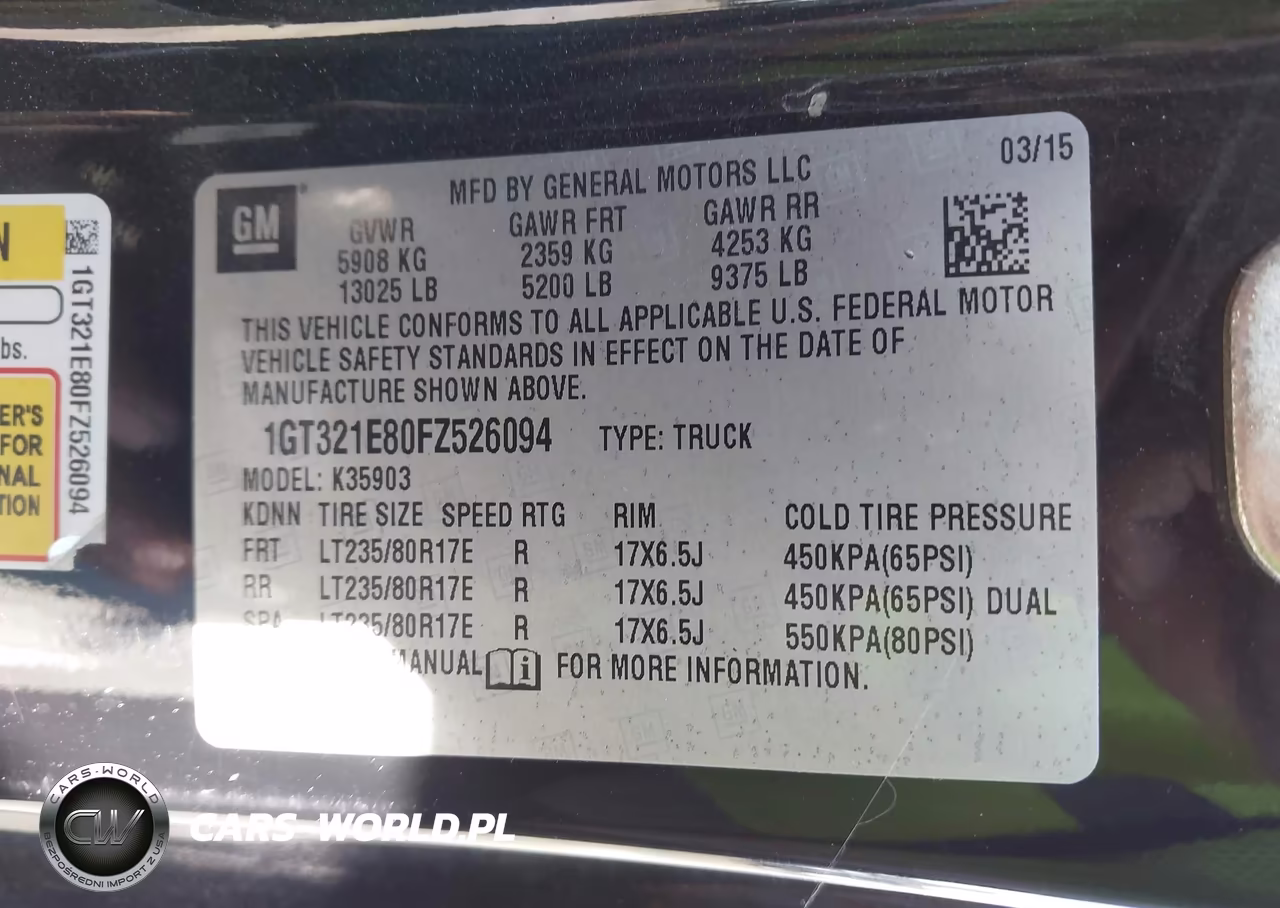 2015 GMC Sierra 3500Hd VIN:1GT321E80FZ526094 - 9