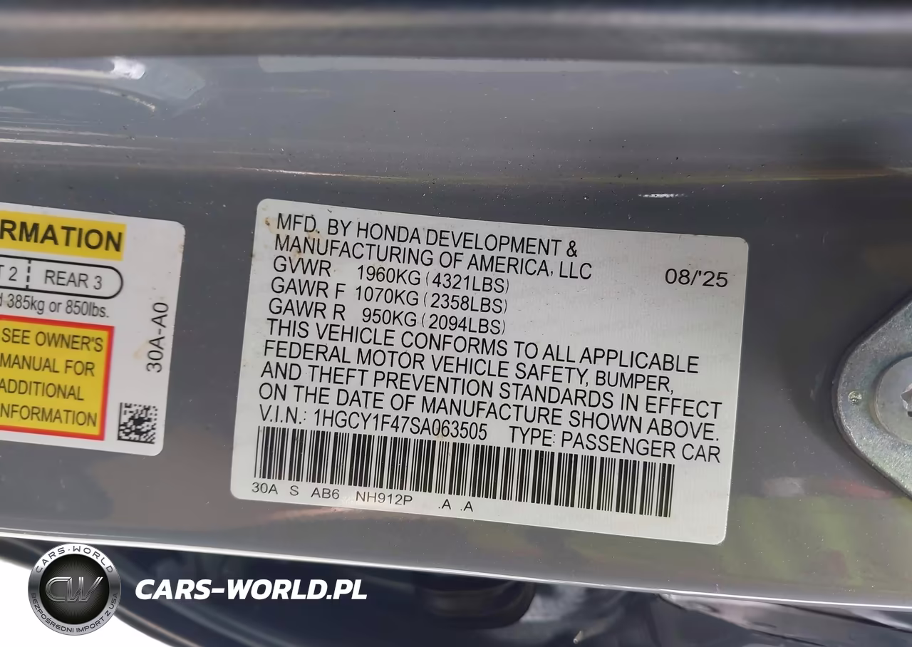 2025 Honda Accord Se VIN:1HGCY1F47SA063505 - 9