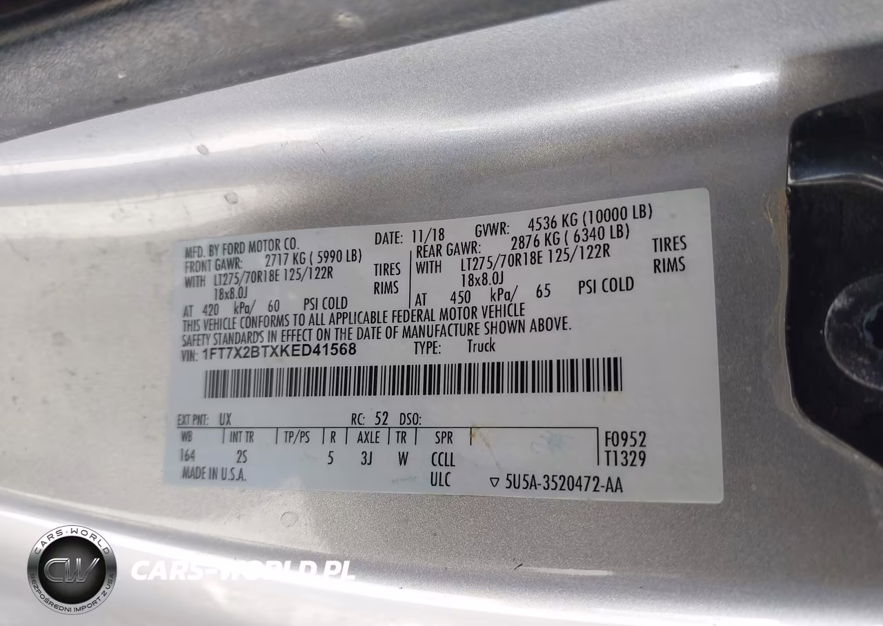 2019 Ford F-250 Xlt VIN:1FT7X2BTXKED41568 - 9