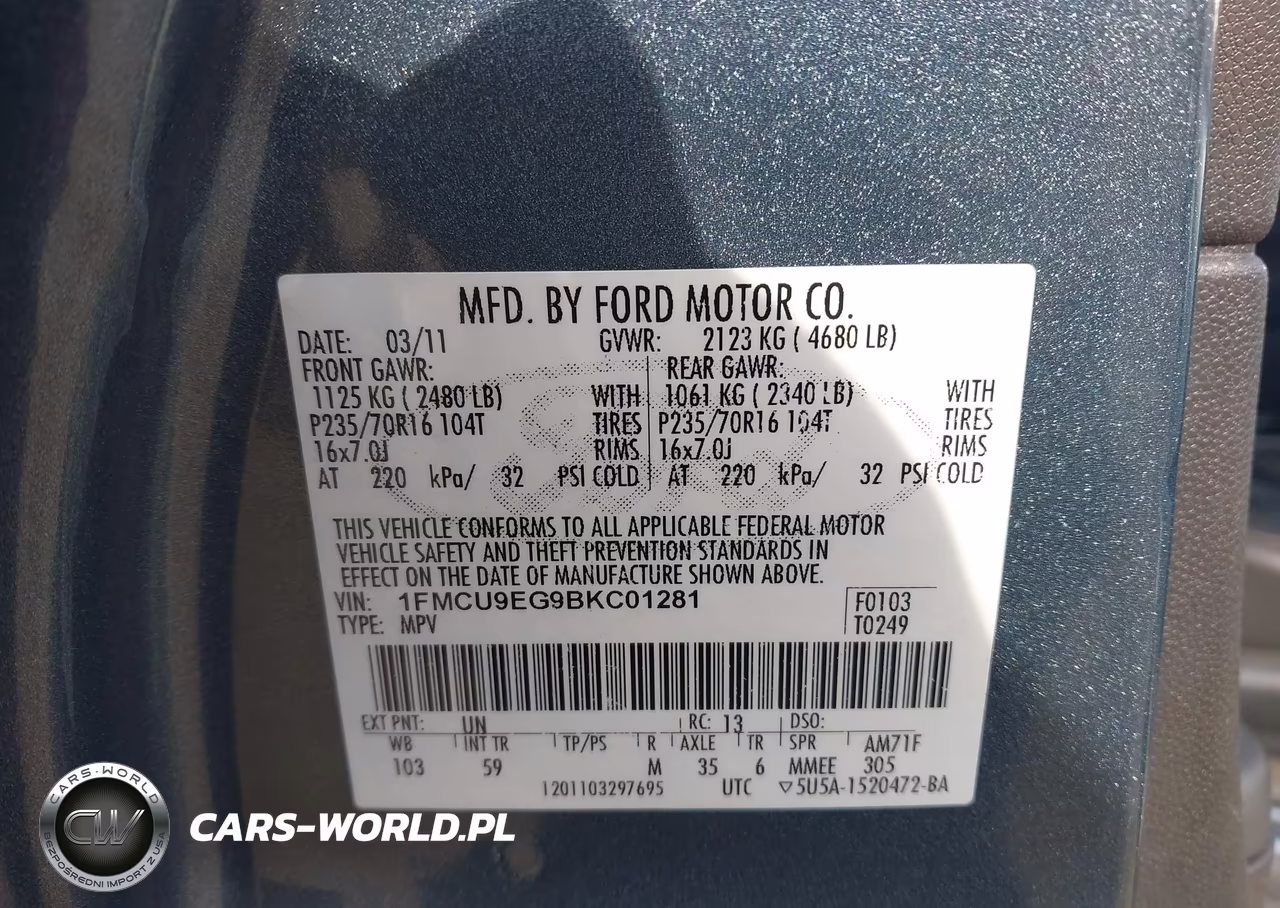 2011 Ford Escape Limited VIN:1FMCU9EG9BKC01281 - 9