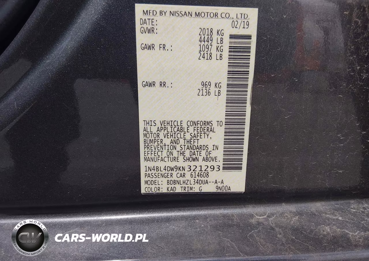 2019 Nissan Altima 2.5 Sv VIN:1N4BL4DW9KN321293 - 9