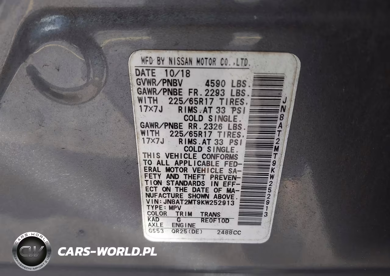 2019 Nissan Rogue Sv VIN:JN8AT2MT9KW252913 - 9