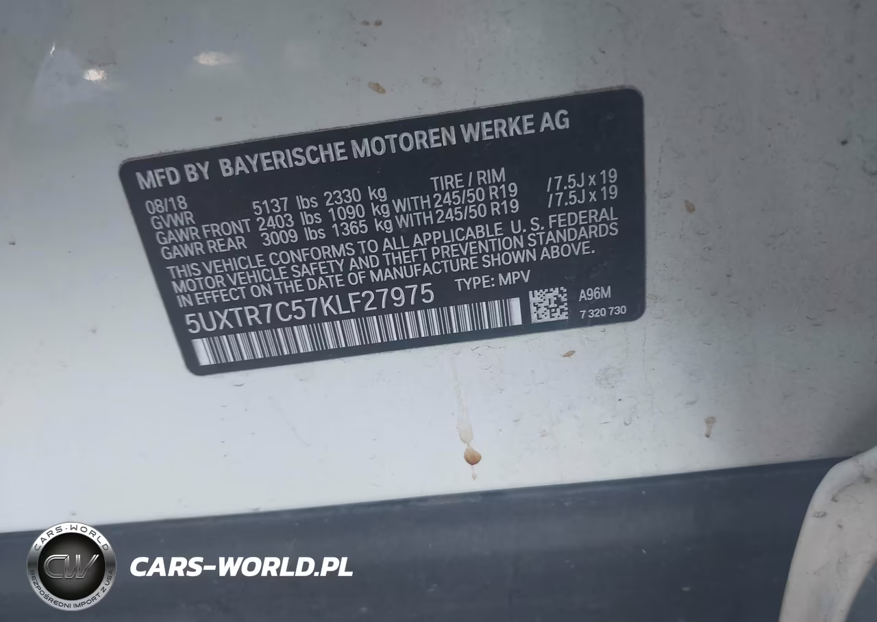 2019 BMW X3 Sdrive30I VIN:5UXTR7C57KLF27975 - 9