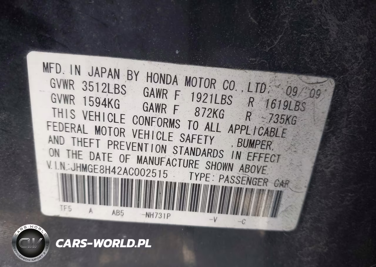 2010 Honda Fit Sport VIN:JHMGE8H42AC002515 - 9