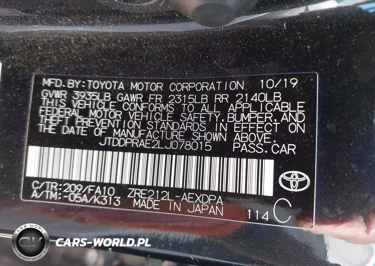 2020 Toyota Corolla L VIN:JTDDPRAE2LJ078015 - 9