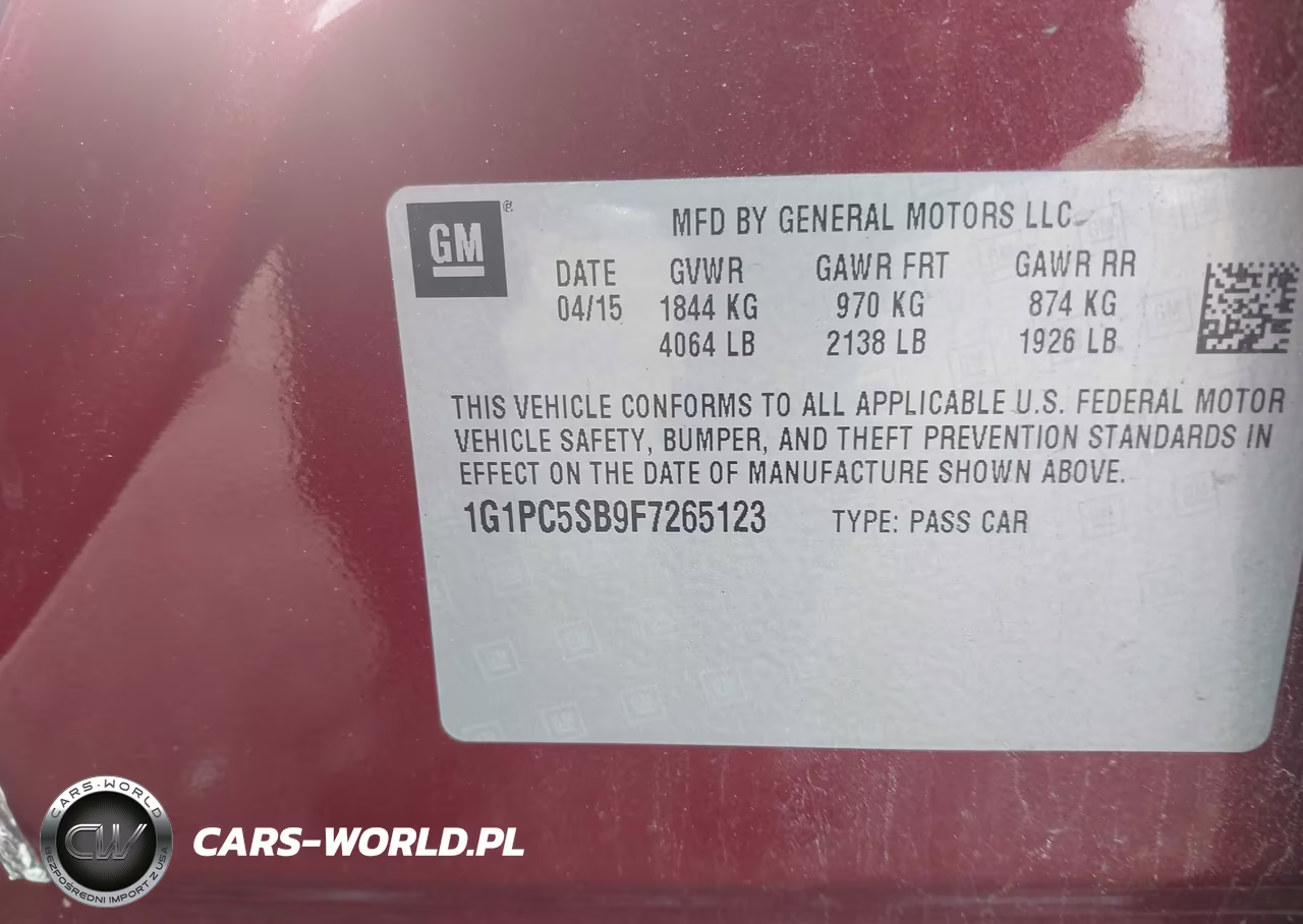 2015 Chevrolet Cruze 1Lt Auto VIN:1G1PC5SB9F7265123 - 9