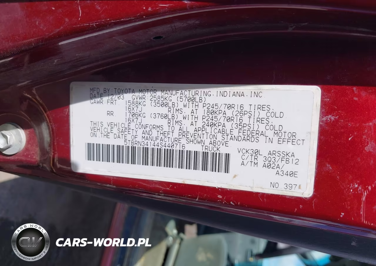 2004 Toyota Tundra Sr5 VIN:5TBRN34144S440716 - 9