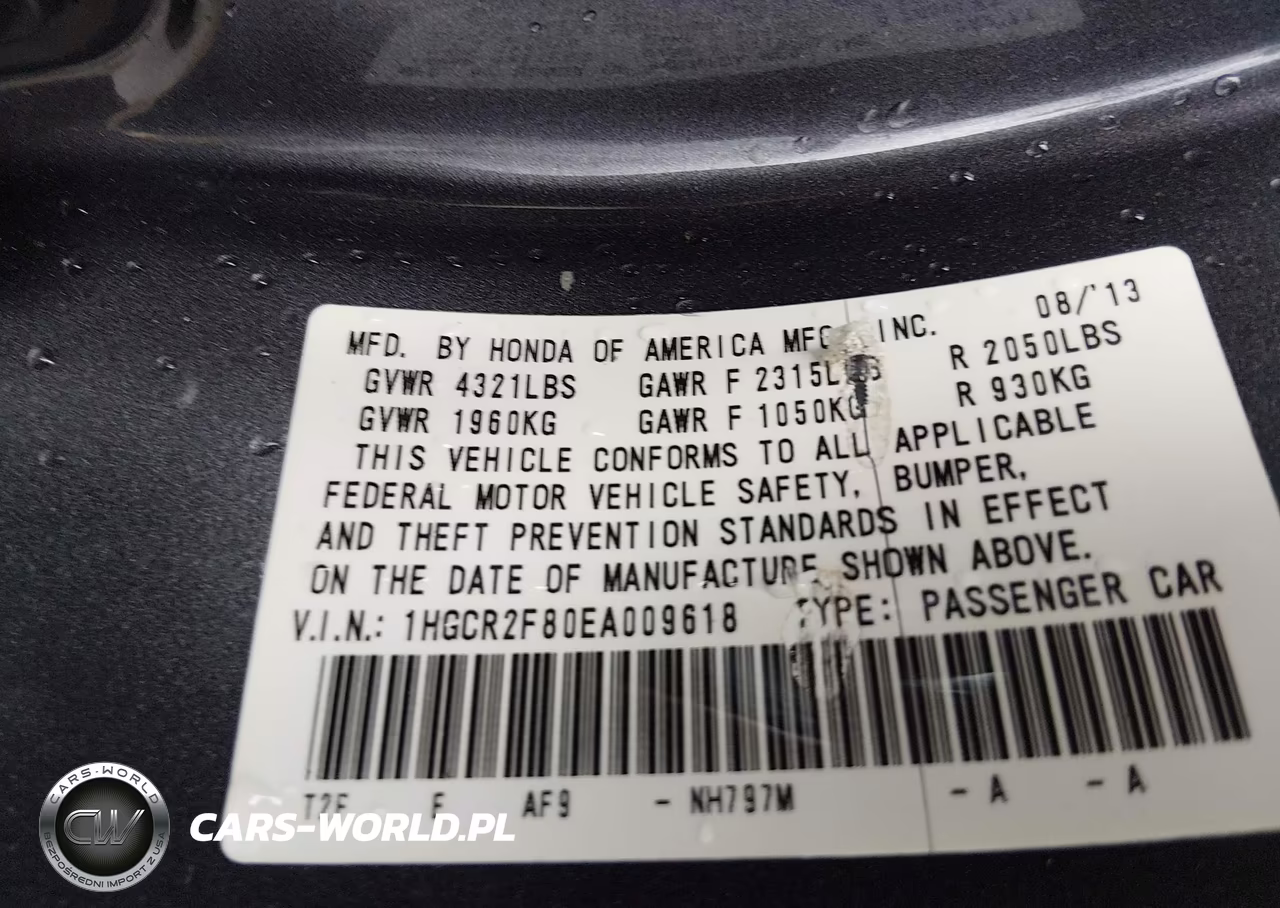 2014 Honda Accord Ex-L VIN:1HGCR2F80EA009618 - 9