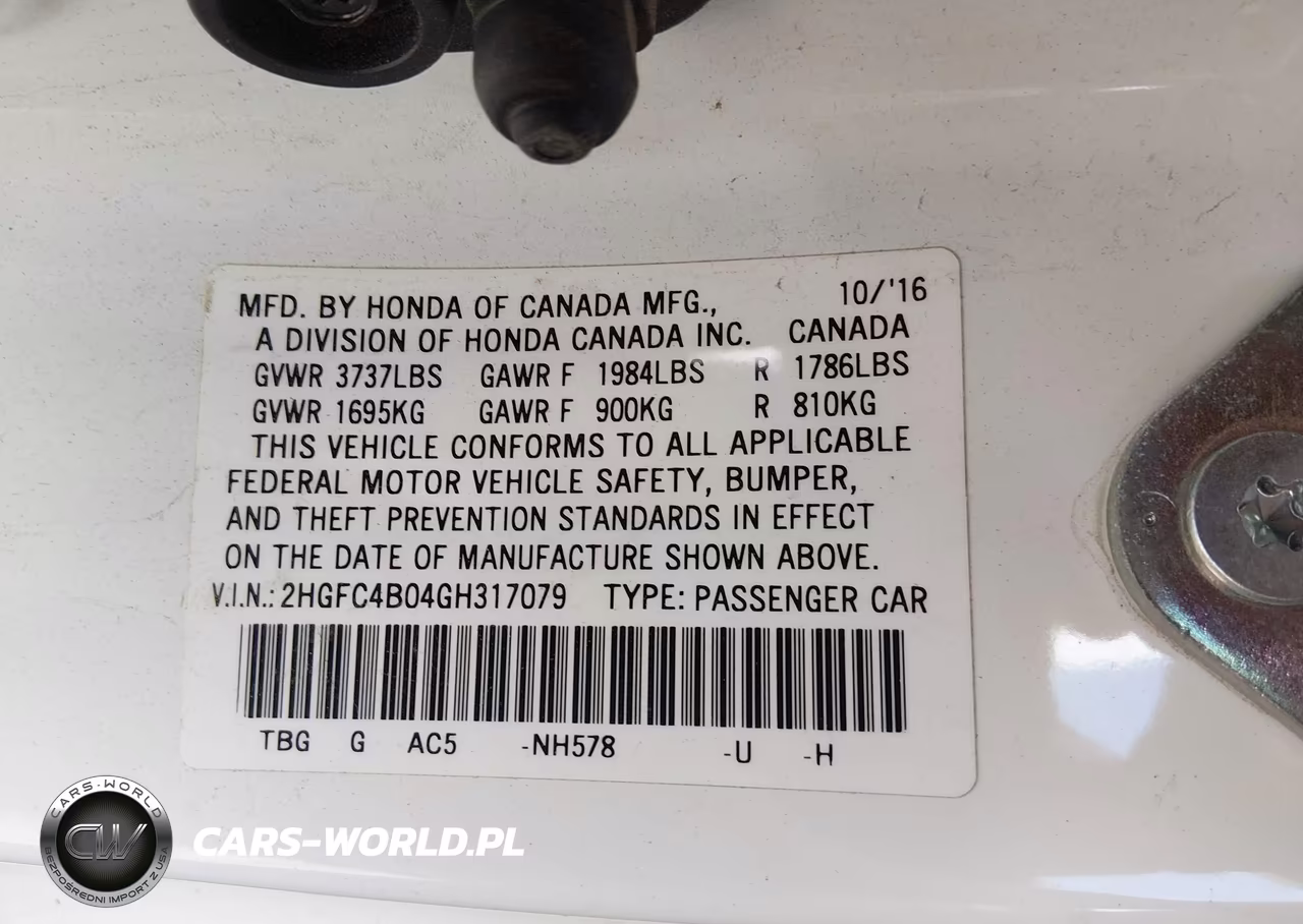 2016 Honda Civic Lx-P VIN:2HGFC4B04GH317079 - 9