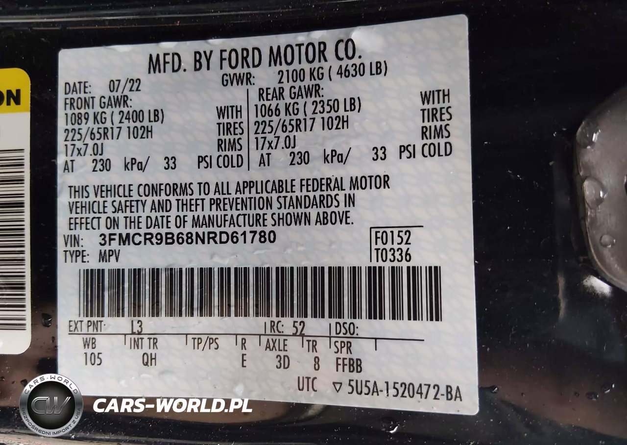 2022 Ford Bronco Sport Big Bend VIN:3FMCR9B68NRD61780 - 9