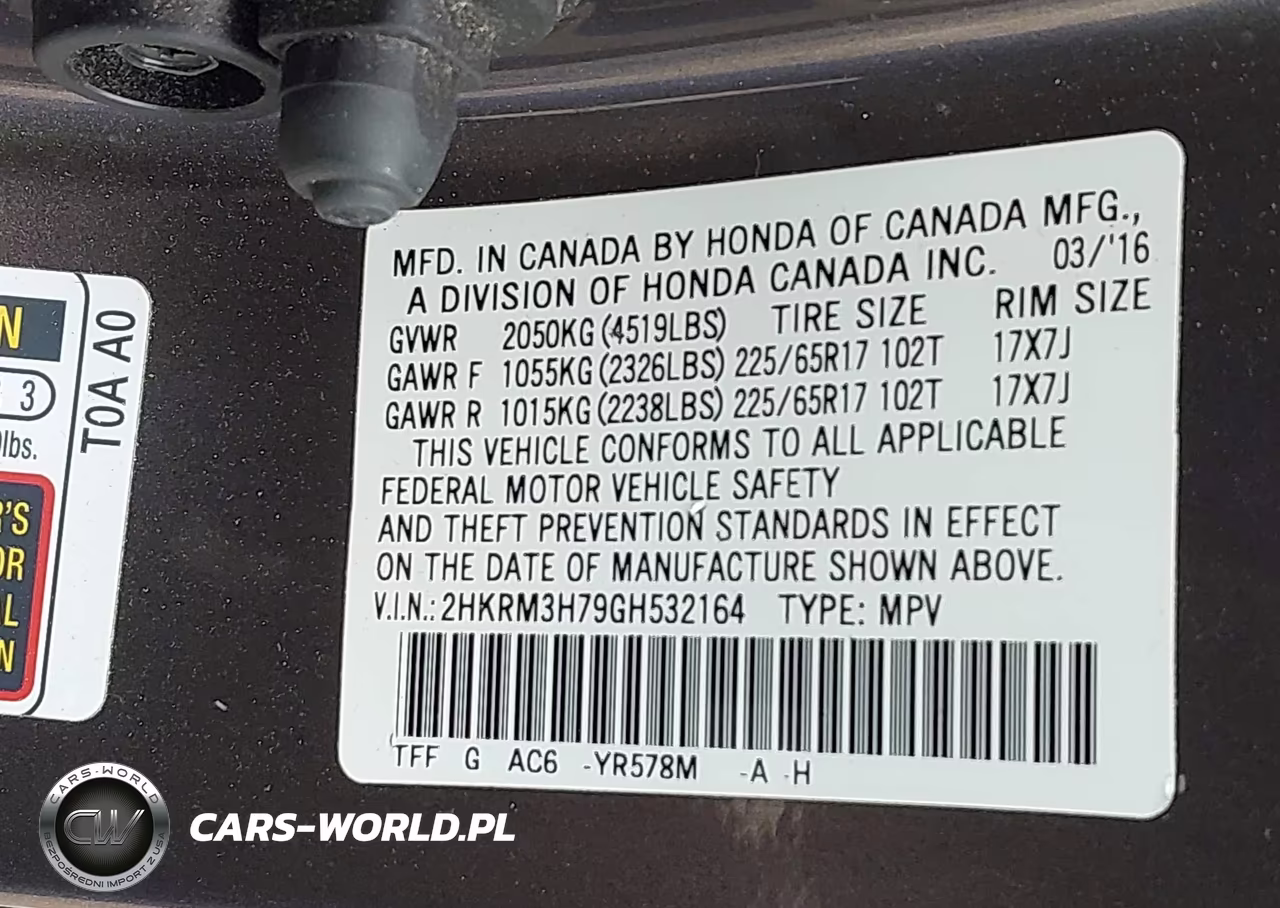 2016 Honda Cr-V Ex-L VIN:2HKRM3H79GH532164 - 9
