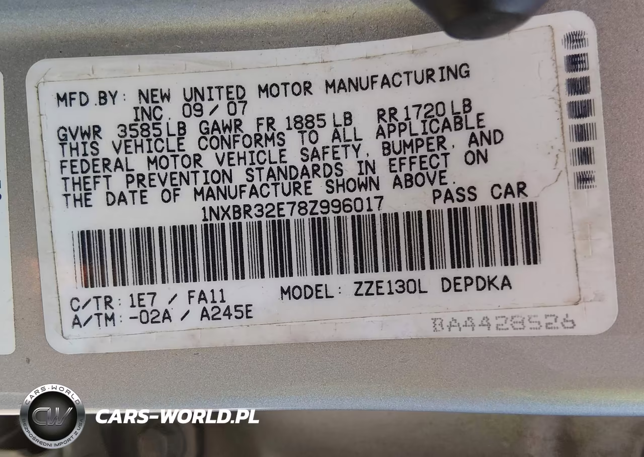 2008 Toyota Corolla Ce VIN:1NXBR32E78Z996017 - 9