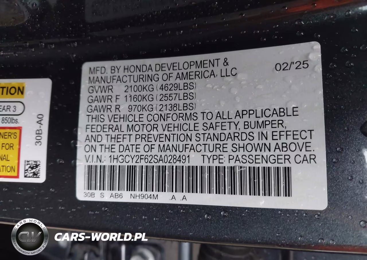 2025 Honda Accord Hybrid Ex-L VIN:1HGCY2F62SA028491 - 9