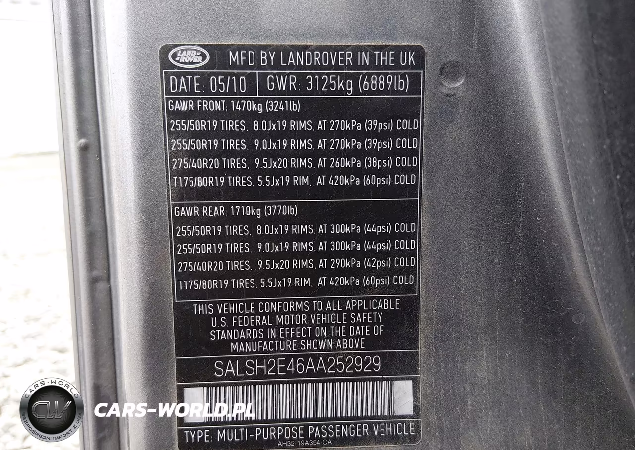 2010 Land Rover Range Rover Sport Supercharged VIN:SALSH2E46AA252929 - 9