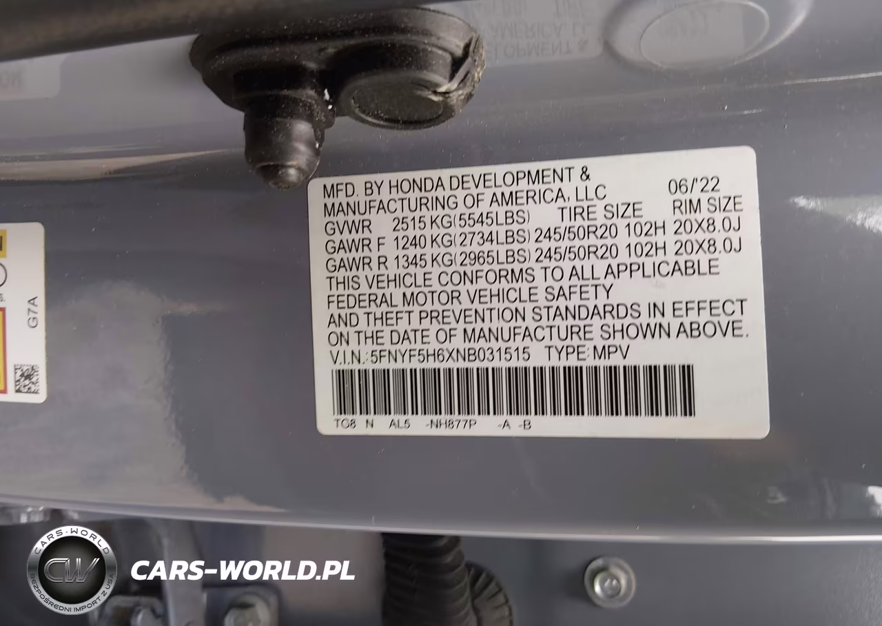 2022 Honda Pilot 2Wd Touring 7 Passenger VIN:5FNYF5H6XNB031515 - 9
