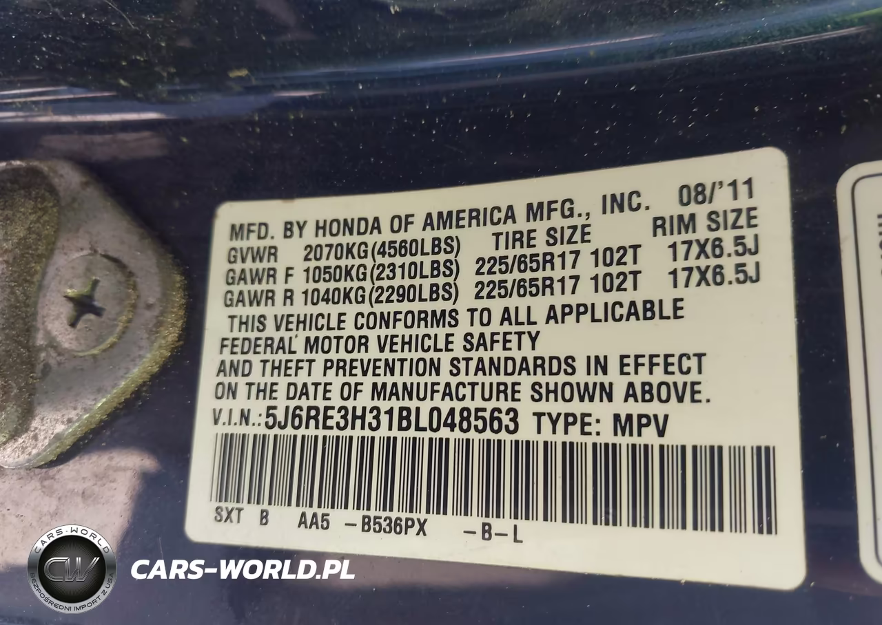 2011 Honda Cr-V Lx VIN:5J6RE3H31BL048563 - 9