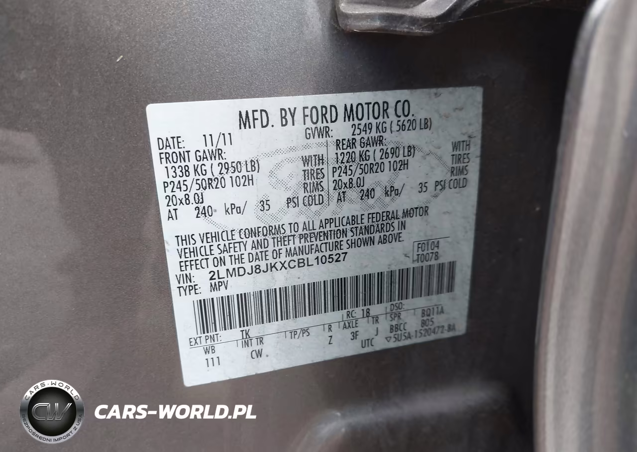 2012 Lincoln Mkx VIN:2LMDJ8JKXCBL10527 - 9