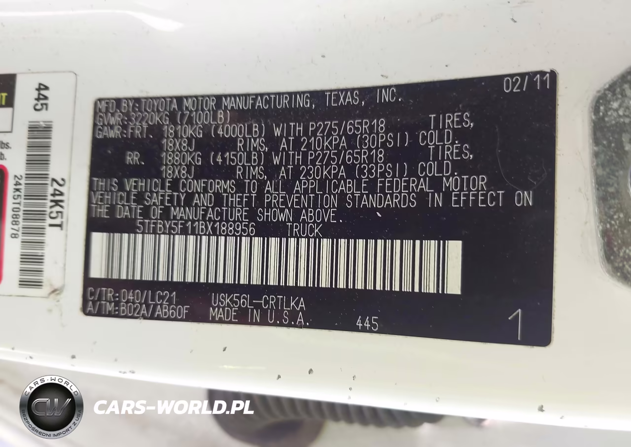 2011 Toyota Tundra Limited 5.7L V8 VIN:5TFBY5F11BX188956 - 9