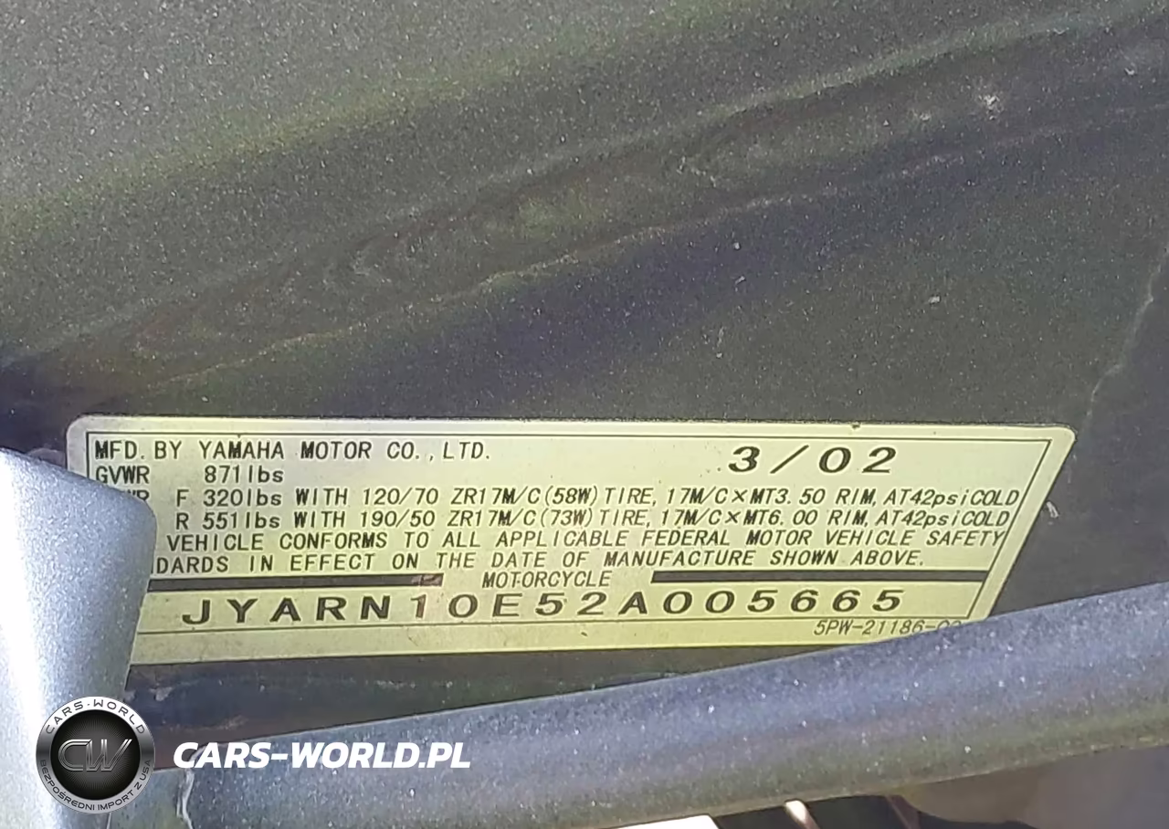 2002 Yamaha Yzfr1 VIN:JYARN10E52A005665 - 10